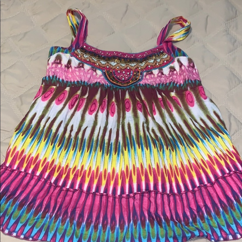 Casually Living Large Pink Tribal Tank Top